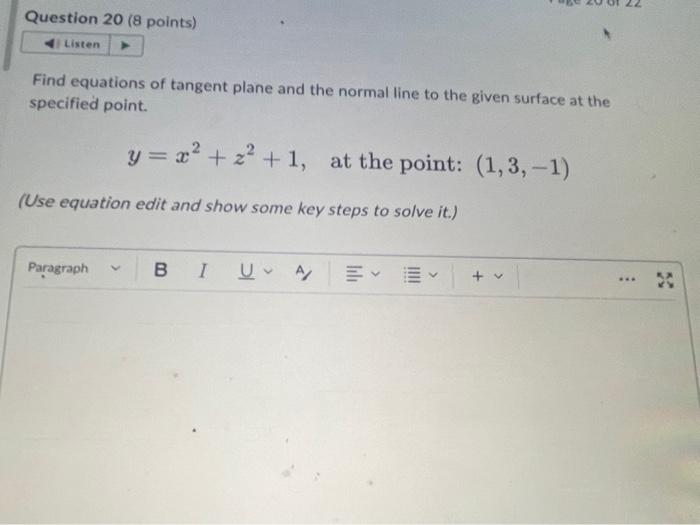 Solved Find Equations Of Tangent Plane And The Normal Line Chegg