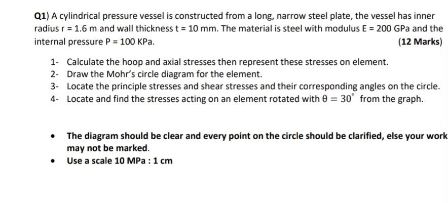 Solved Q1 A Cylindrical Pressure Vessel Is Constructed From Chegg