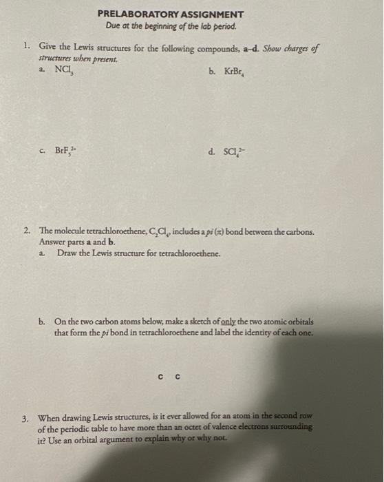 Solved Prelaboratory Assignment Due At The Beginning Of The Chegg