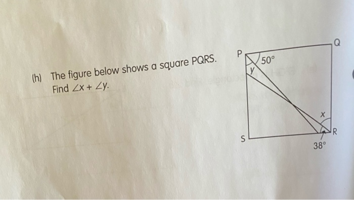 Solved 50 H The Figure Below Shows A Square PQRS Find ZX Chegg