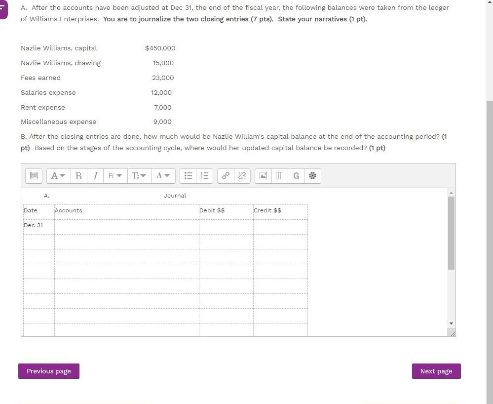 Solved A After The Accounts Have Been Adjusted At Dec 31 Chegg