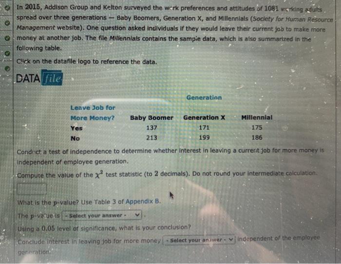 Solved In 2015 Addison Group And Kelton Surveyed The Work Chegg