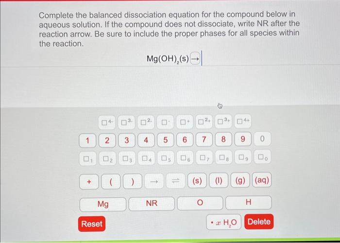 Solved Complete The Balanced Dissociation Equation For The Chegg