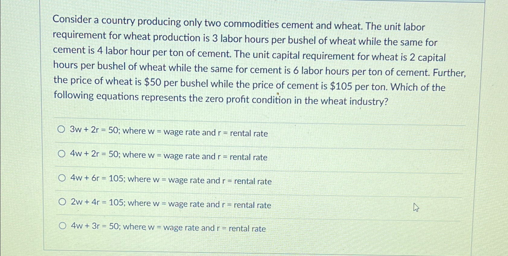 Solved Consider A Country Producing Only Two Commodities Chegg