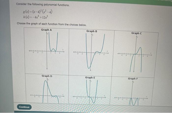 Solved Consider The Following Polynomial Functions Chegg