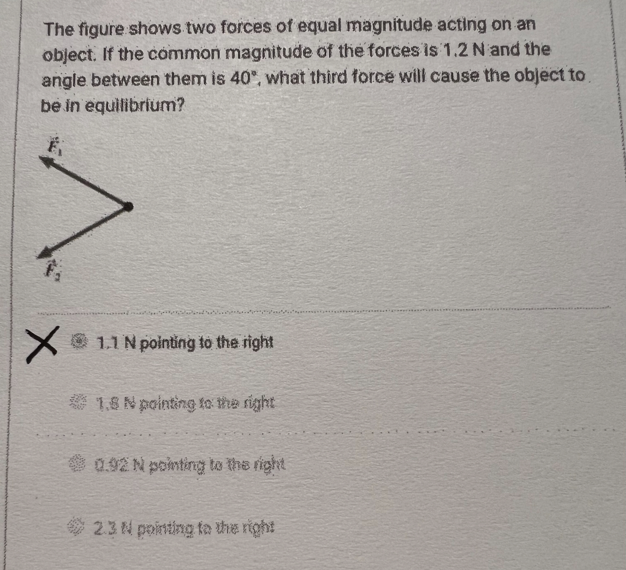 Solved The Figure Shows Two Forces Of Equal Magnitude Acting Chegg