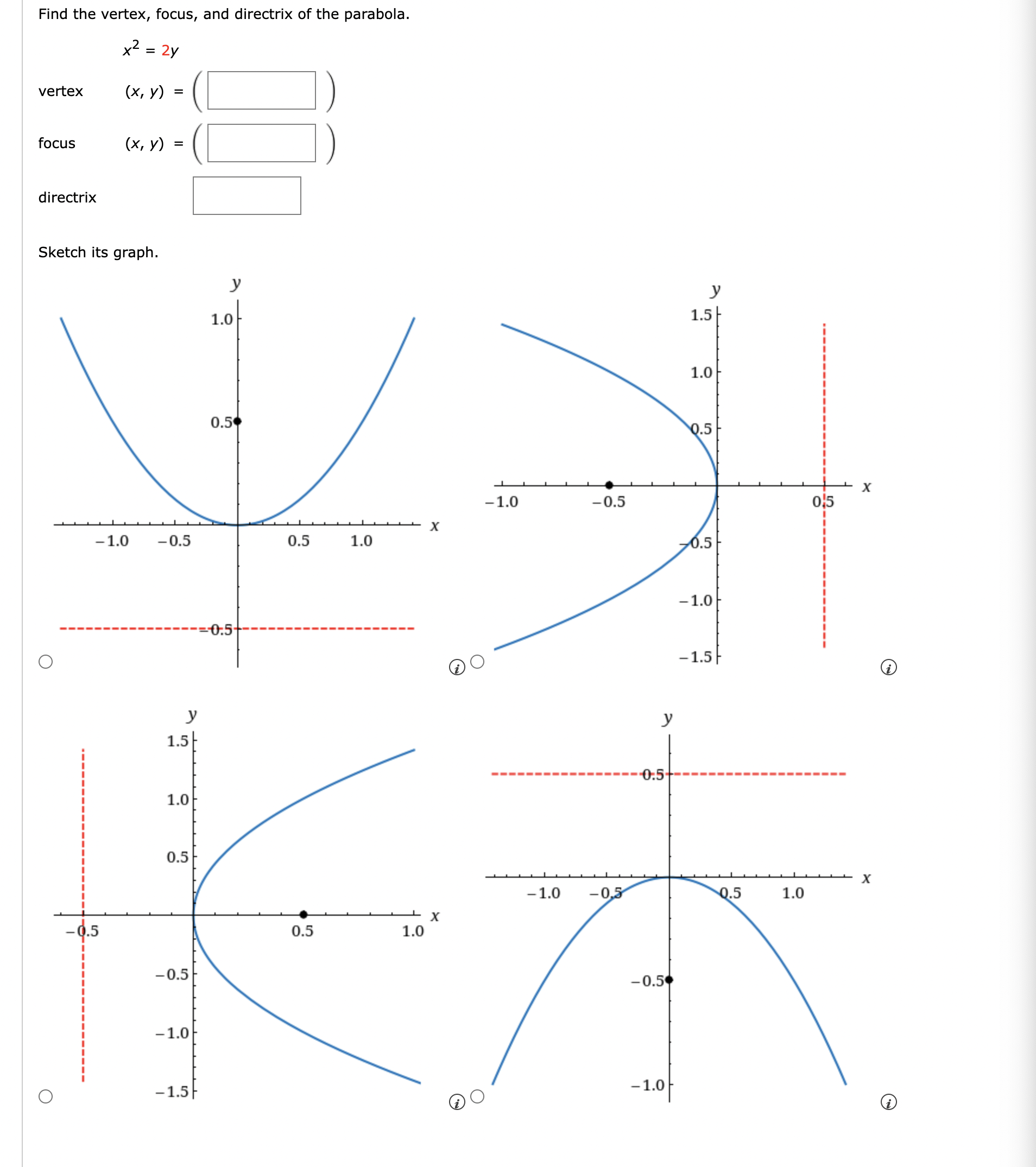 Solved Find The Vertex Focus And Directrix Of The Chegg