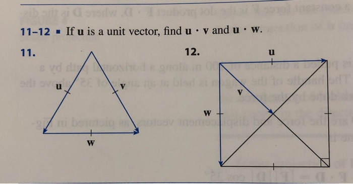 Solved 11 12 If U Is A Unit Vector Find U V And U W 11 Chegg