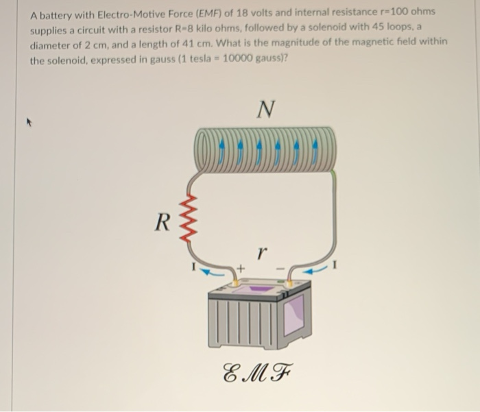 Solved A Battery With Electro Motive Force Emf Of Volts Chegg