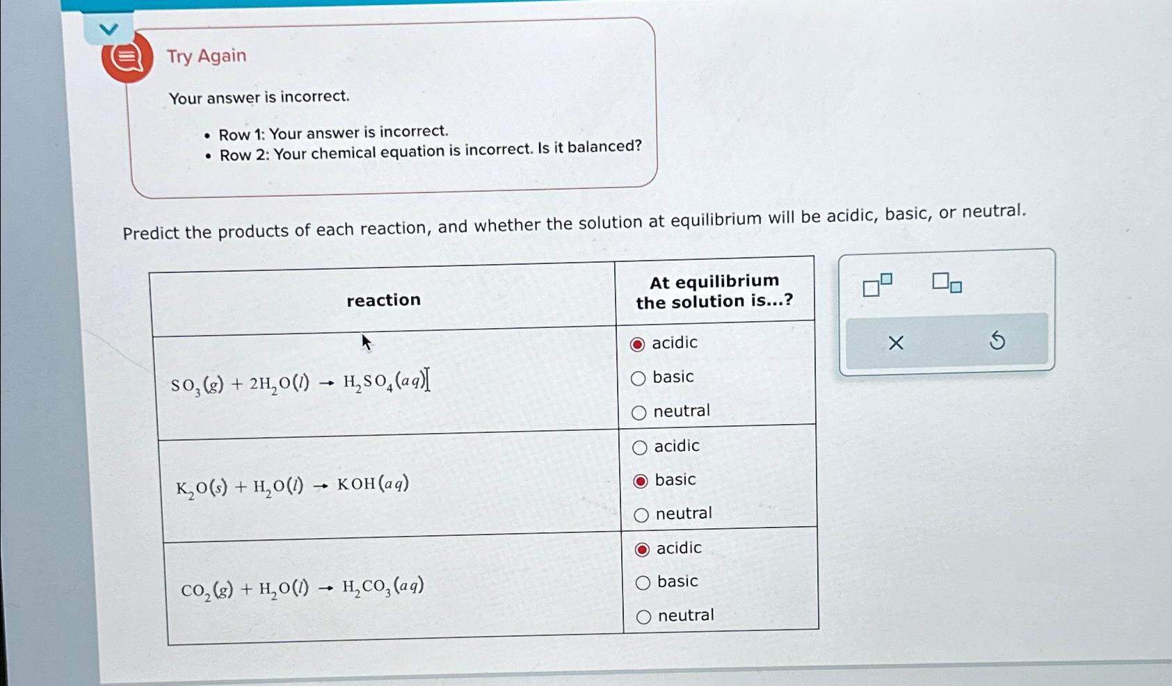 Solved Try Againyour Answer Is Incorrect Row Your Answer Chegg