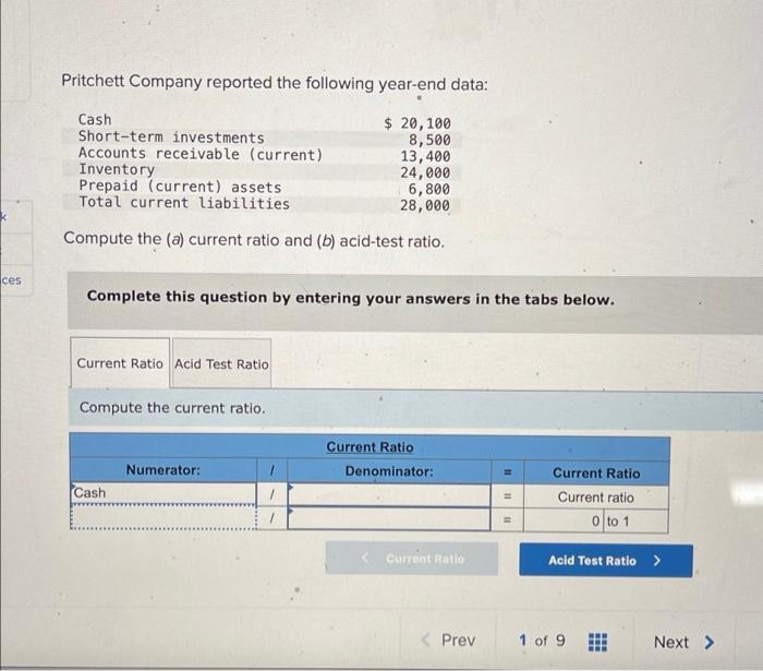 Solved Pritchett Company Reported The Following Year End Chegg