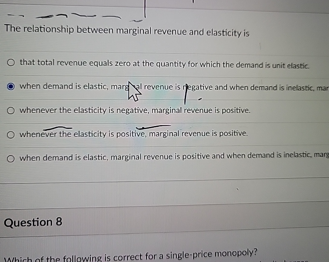 Solved The Relationship Between Marginal Revenue And Chegg