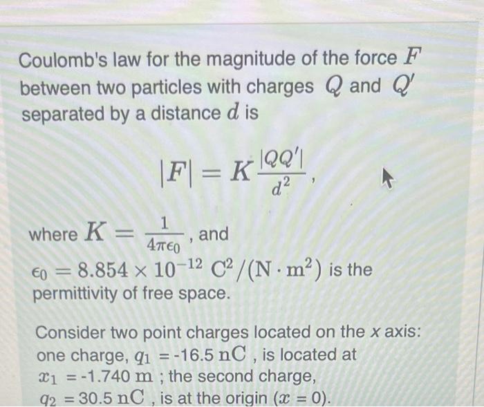 Solved Coulomb S Law For The Magnitude Of The Force F Chegg