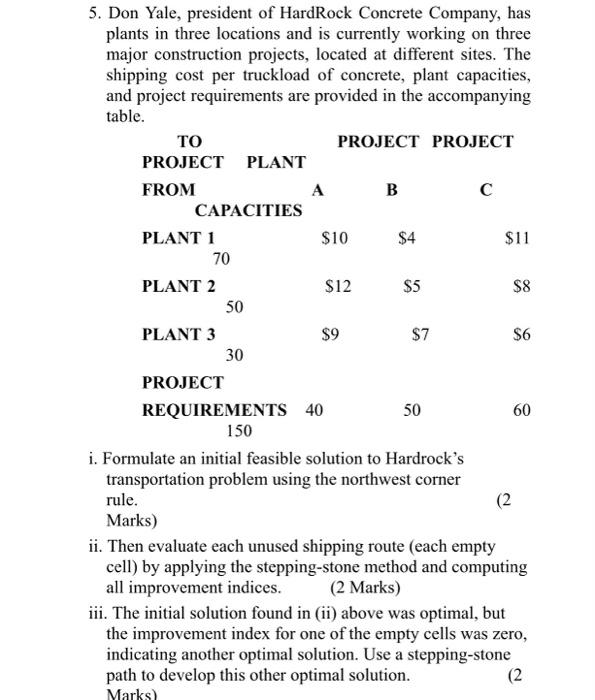 Solved 5 Don Yale President Of HardRock Concrete Company Chegg