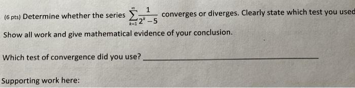 Solved Pts Determine Whether The Series Converges Chegg