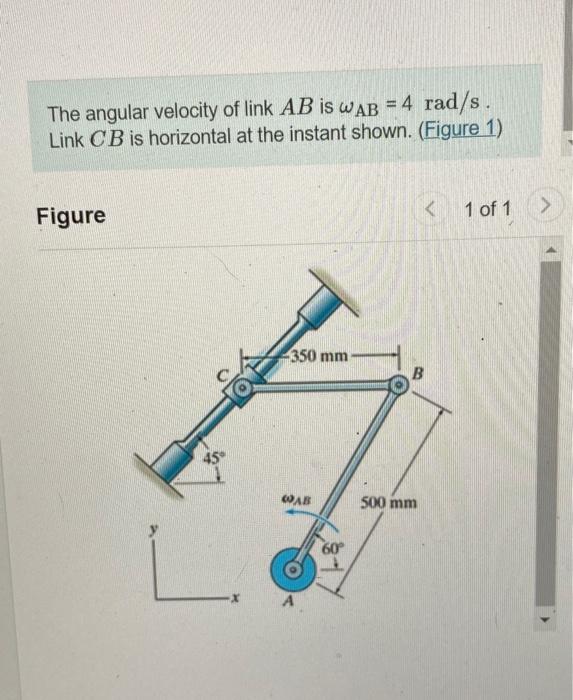 Solved The Angular Velocity Of Link Ab Is Ab Rad S Lin