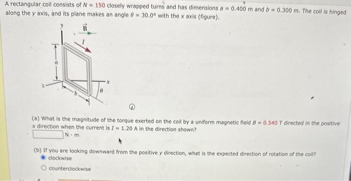 Solved A Rectangular Coil Consists Of N 150 Closely Wrapped Chegg