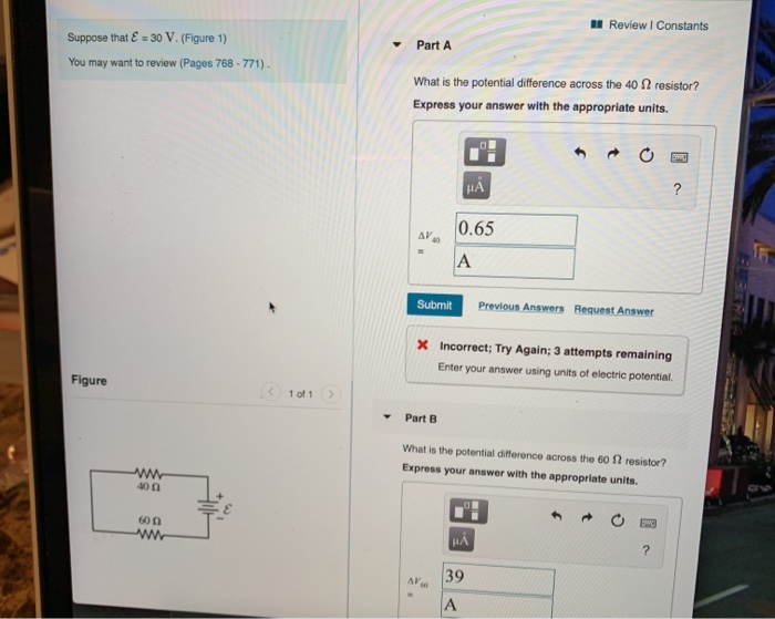 Solved Review Constants Suppose That E 30 V Figure 1 Chegg