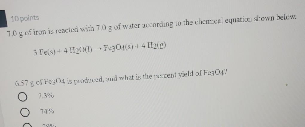 Solved Points G Of Iron Is Reacted With G Of Chegg