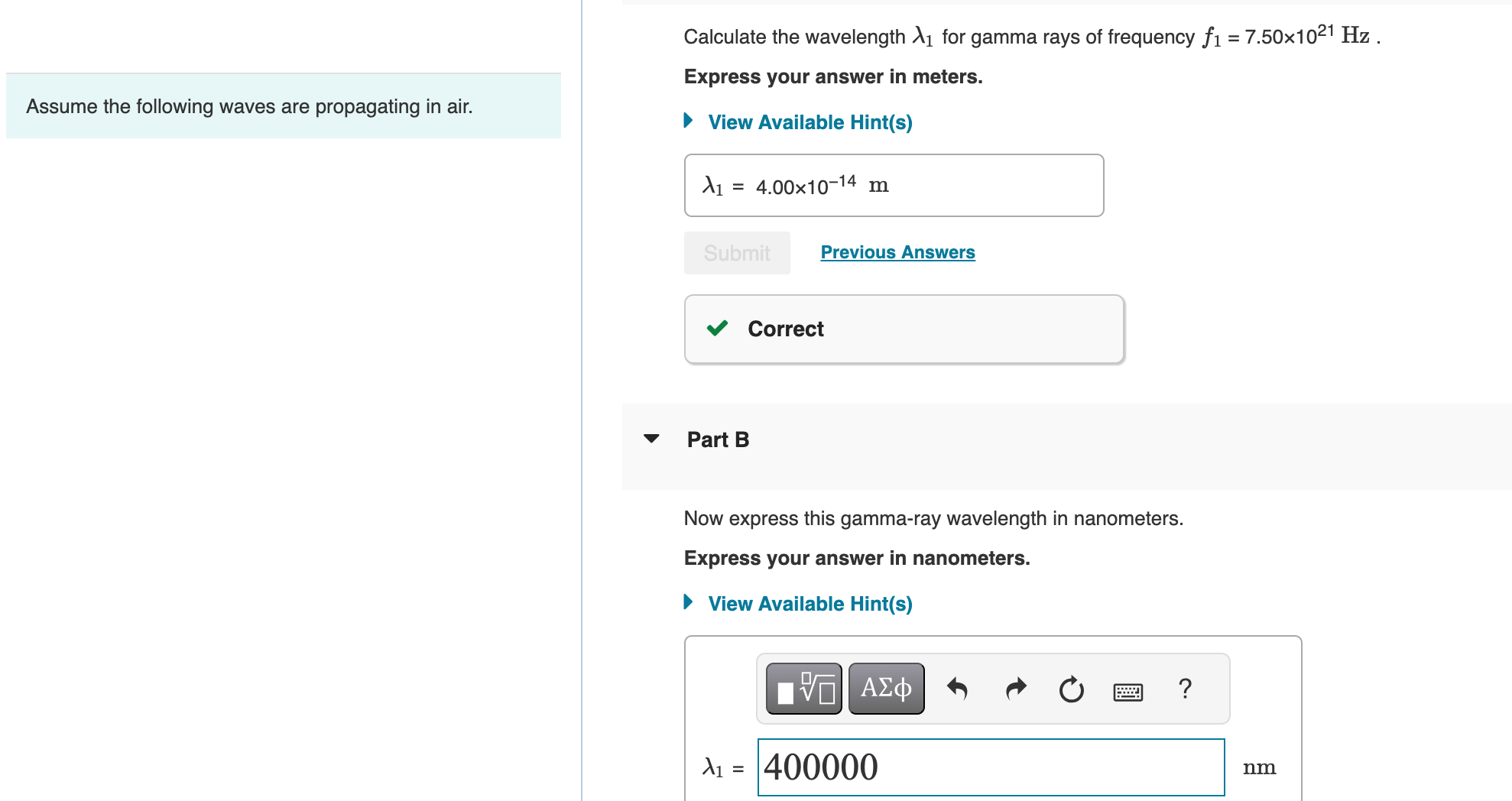 Solved Calculate The Wavelength For Gamma Rays Of Chegg