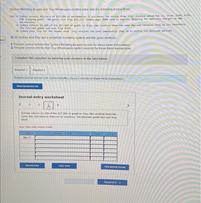 Solved Sydney Retaling Buyer And Troy Wholesalers Seller Chegg