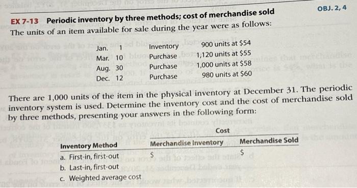 Solved Ex Periodic Inventory By Three Methods Cost Of Chegg