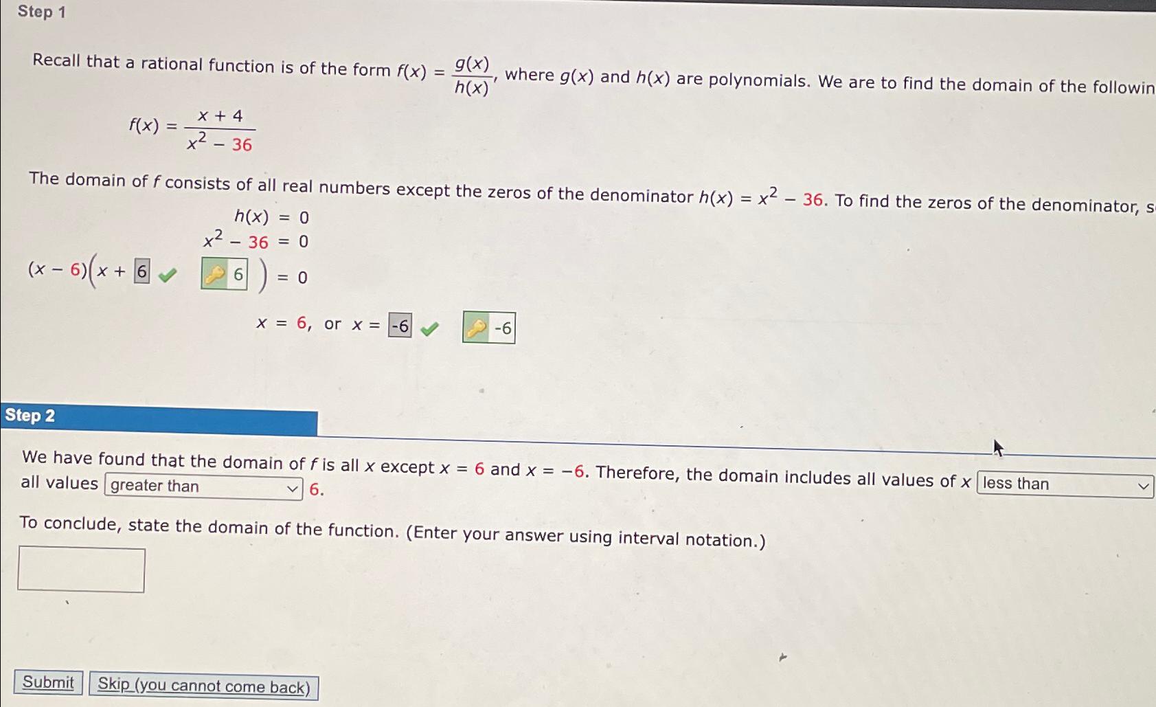 Solved Step 1Recall That A Rational Function Is Of The Form Chegg