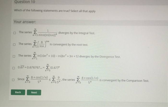 Solved Which Of The Following Statements Are True Select Chegg