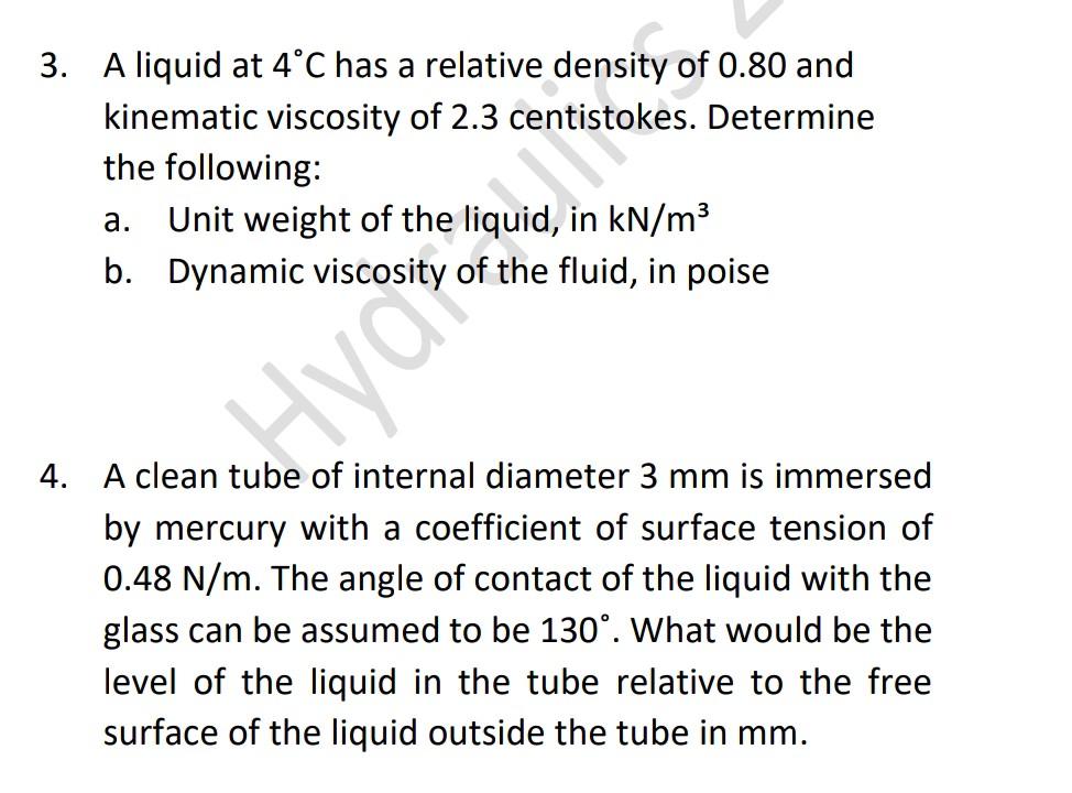 Solved A Liquid At C Has A Relative Density Of And Chegg