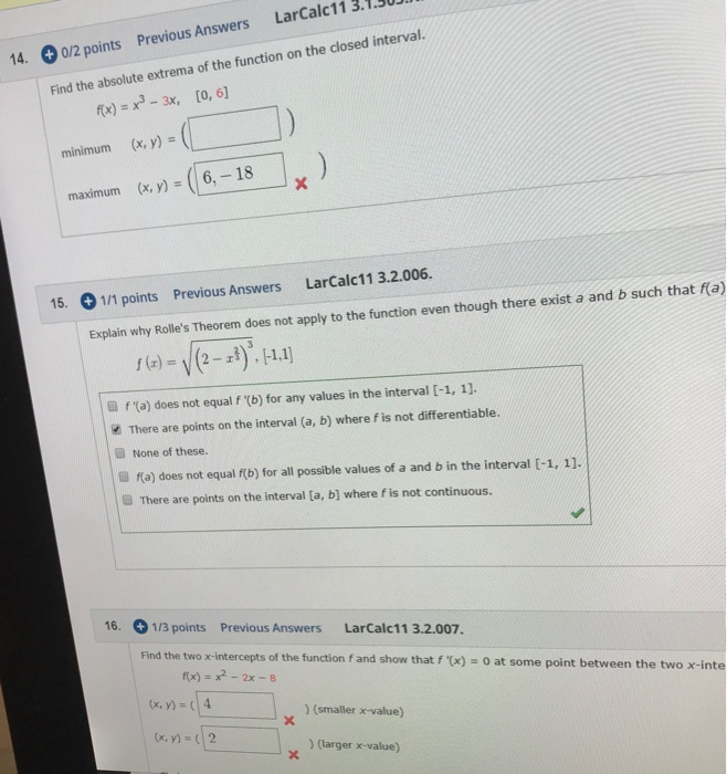 Solved 49 Points Previous Answers LarCalc 11 2 6 045 Of Chegg