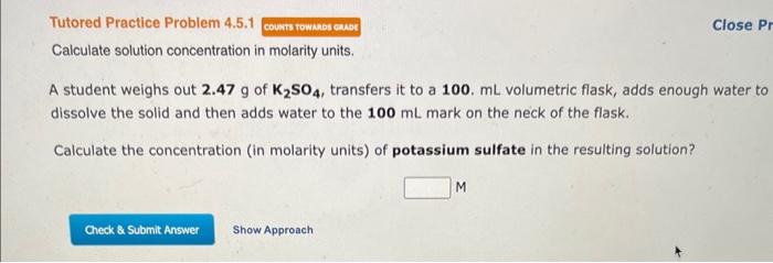 Solved Calculate Solution Concentration In Molarity Units A Chegg