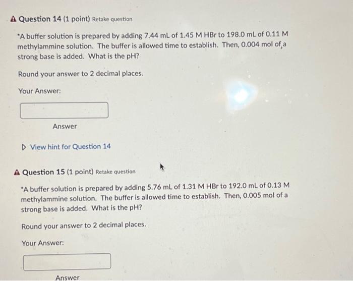 Solved A Question Point Retake Question A Buffer Chegg
