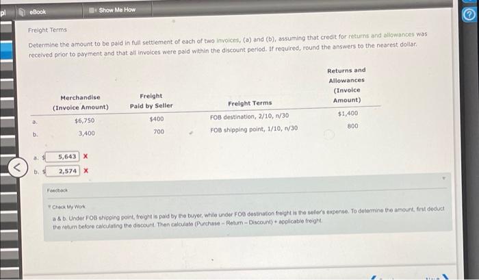 Solved Pl Ebook Show Me How Freight Terms Determine The Chegg