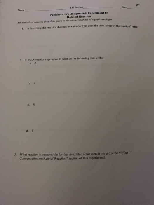 Solved Lab Section Date Prelaboratory Assignment Experiment Chegg