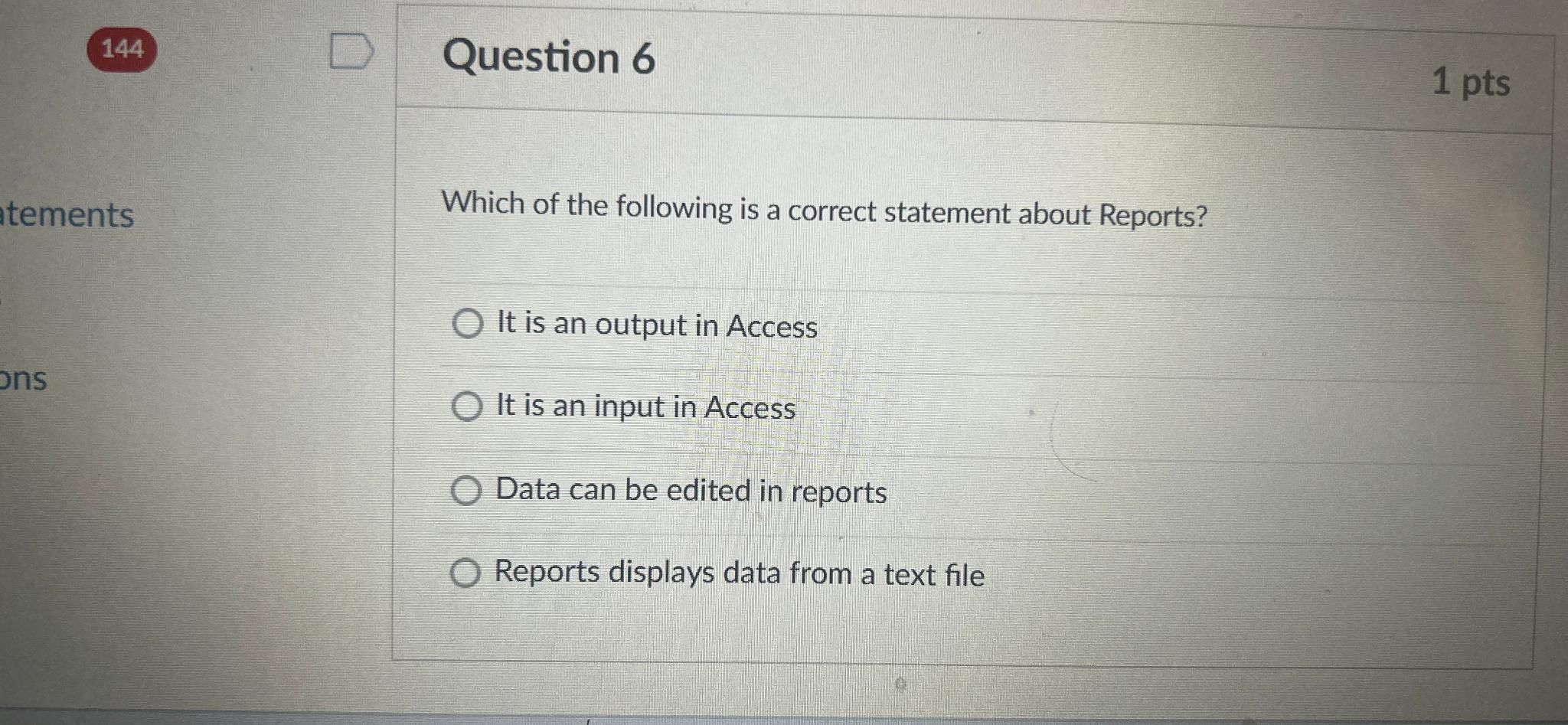 Solved 144Question 61 PtsWhich Of The Following Is A Chegg