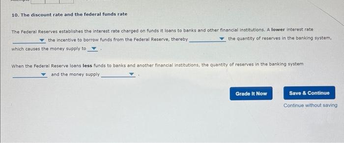 Solved 10 The Discount Rate And The Federal Funds Rate The Chegg