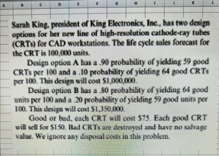 Solved Sarah King President Of King Electronics Inc