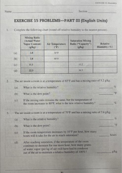 Solved EXERCISE 15 PROBLEMS PART III English Units 1 Chegg