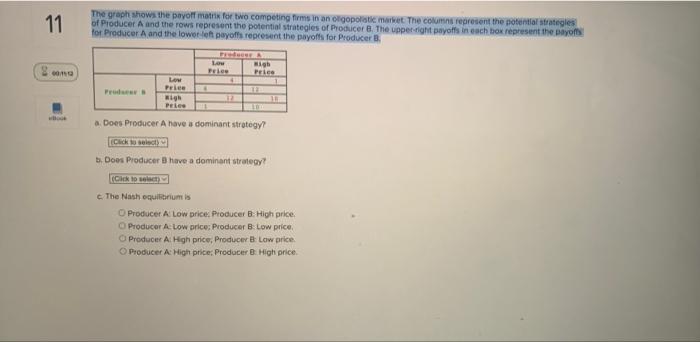 Solved The Graph Shows The Payoff Mat For Two Competing Chegg