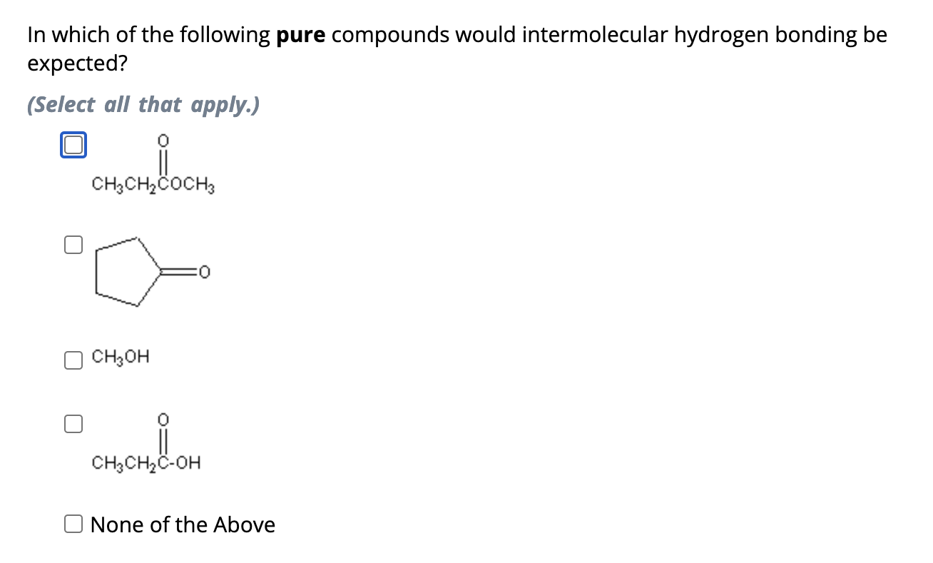 Solved In Which Of The Following Pure Compounds Would Chegg