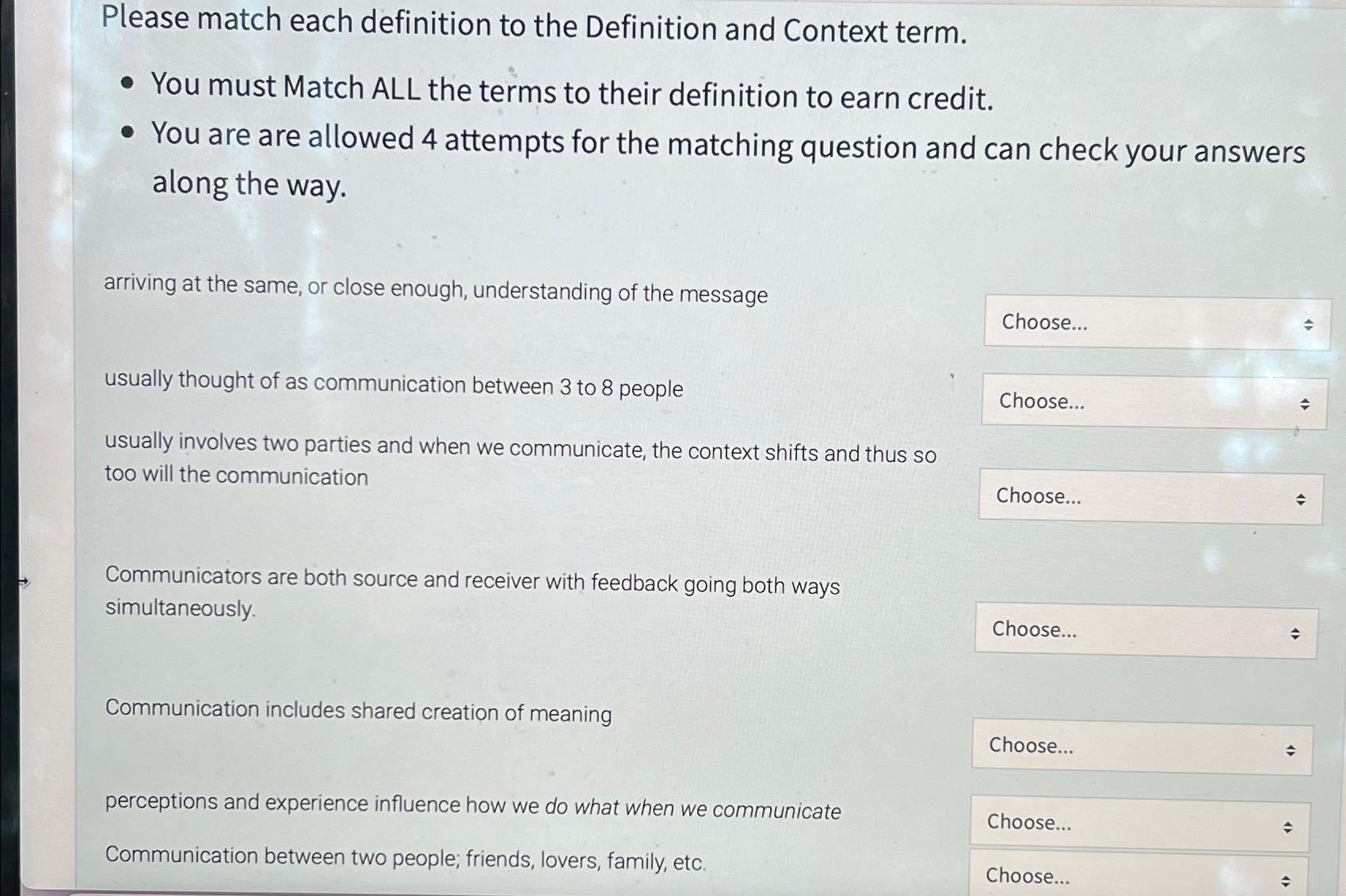 Solved Please Match Each Definition To The Definition And Chegg