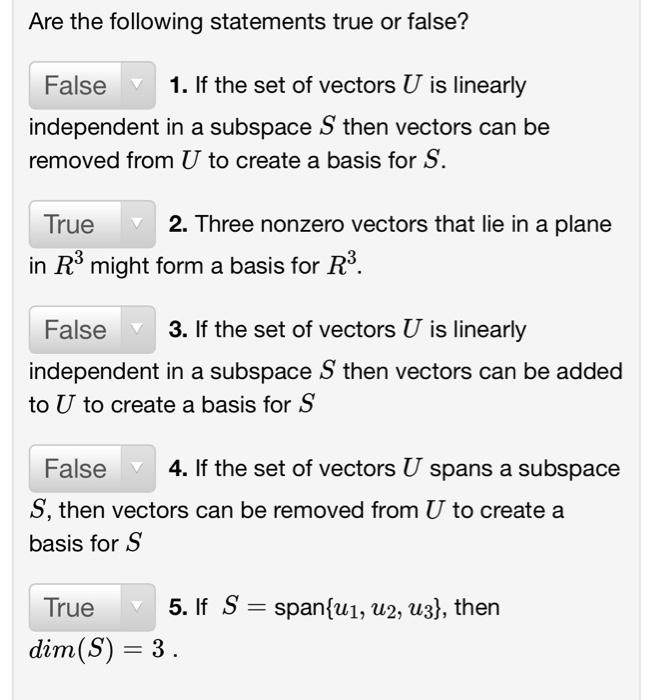 Solved Are The Following Statements True Or False If The Chegg