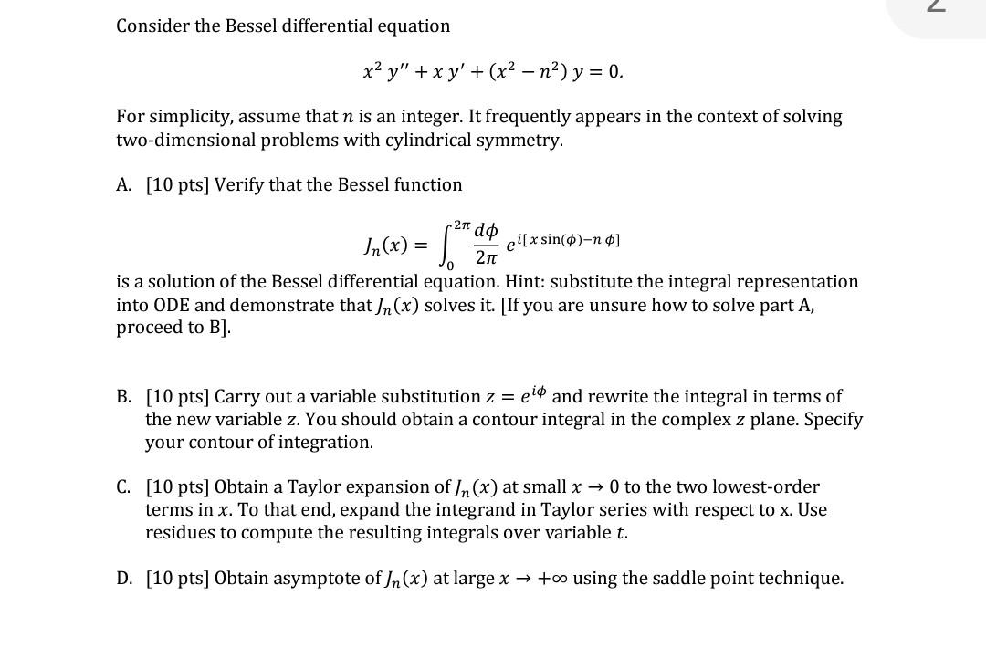 Solved Consider The Bessel Differential Equation Chegg