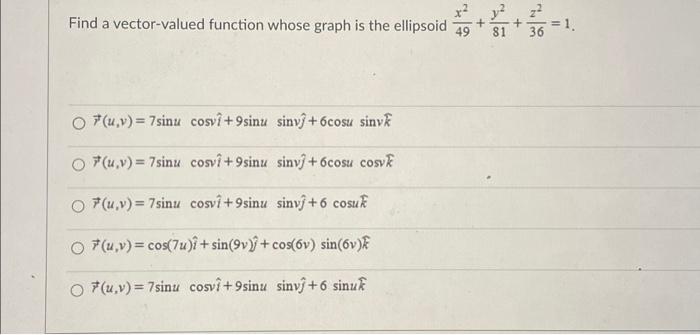 Solved Find A Vector Valued Function Whose Graph Is The Chegg