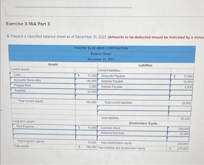 Solved Exercise 3 16A Prepare Financial Statements From An Chegg