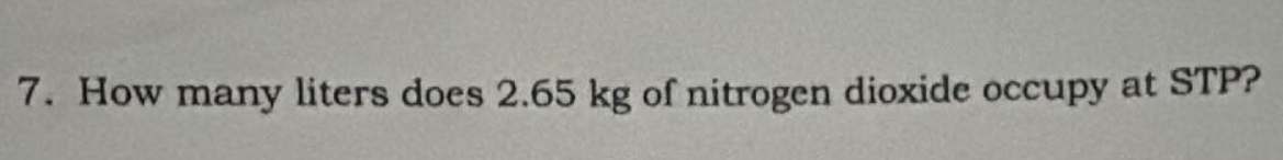 Solved How Many Liters Does 2 65kg Of Nitrogen Dioxide Chegg