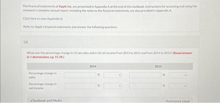 Solved The Financial Statements Of Apple Inc Are Presented Chegg