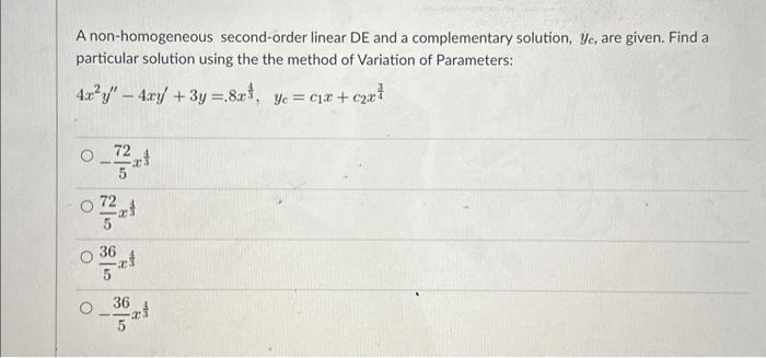 Solved A Non Homogeneous Second Order Linear DE And A Chegg