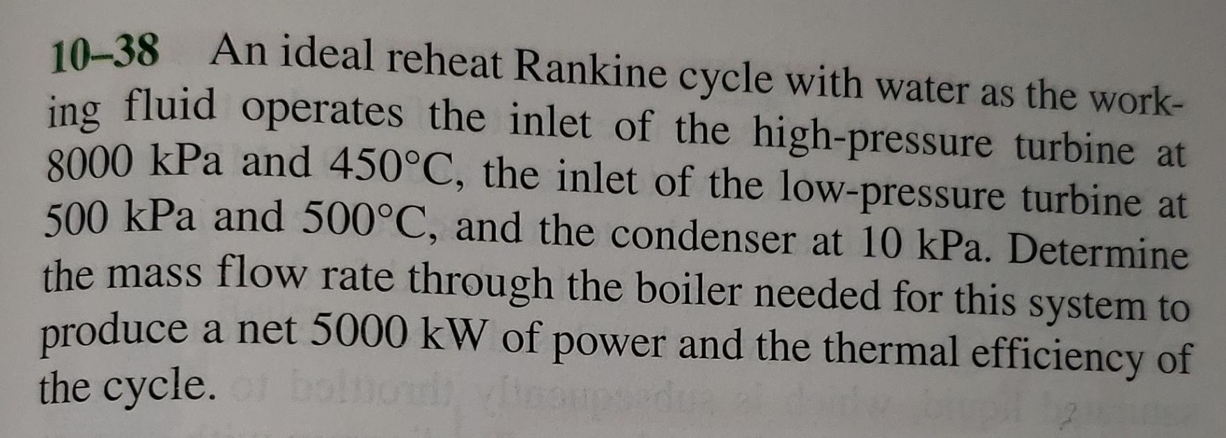 Solved An Ideal Reheat Rankine Cycle With Water As The Chegg