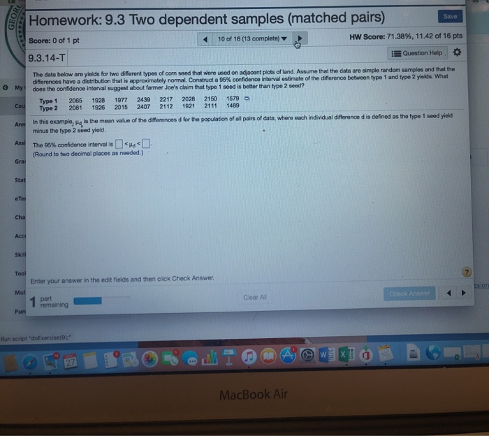 Solved Save Homework 9 3 Two Dependent Samples Matched Chegg